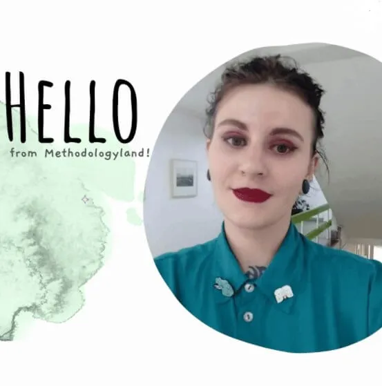 Alice in her classroom saying hello. 